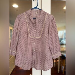 St. John’s Bay Button-Up Shirt in Pale Maroon with Contrast Trim